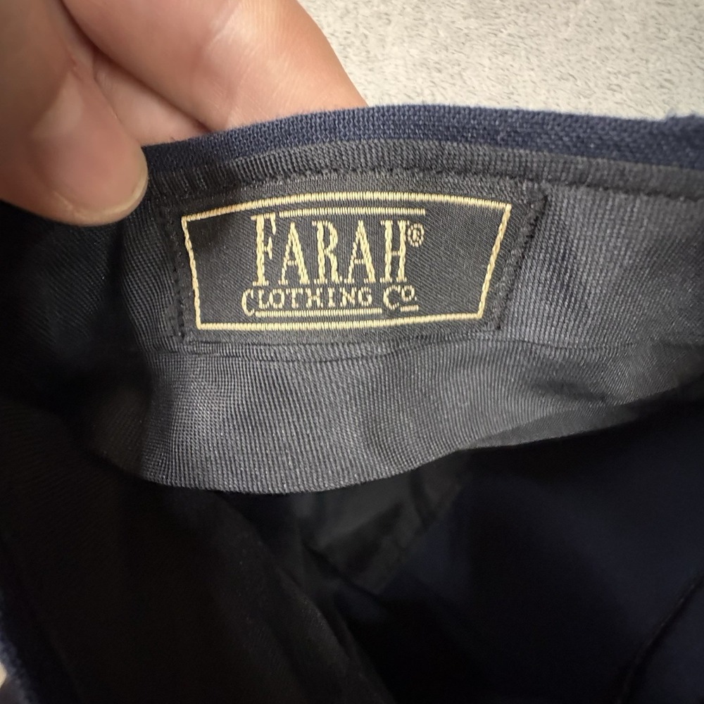 VTG Farah Men's 39.5x28.25 Navy Pleated Front Dress Pants SEE DESCRIPTION - Picture 3 of 10